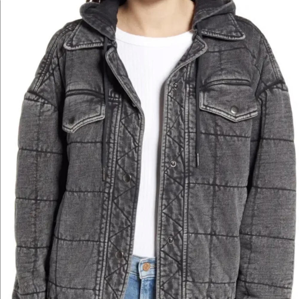 AVEC LES FILLES Quilted Trucker Gray Jacket Womens Sz M